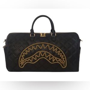 Sprayground Noir Quilt Gold Chain Shark Duffle